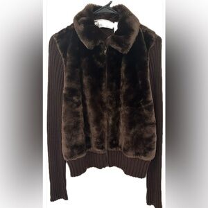 Tiara Brown Faux Fur Sweater